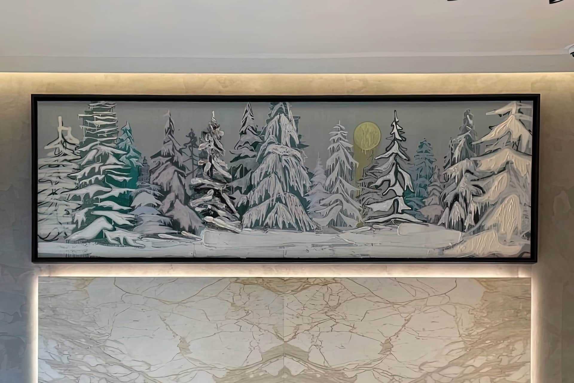 Winter artwork by Kim Dorland at Canada Goose, Theatinerstrasse, Munich, Germany